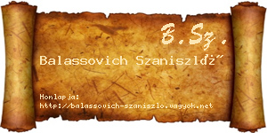Balassovich Szaniszló névjegykártya